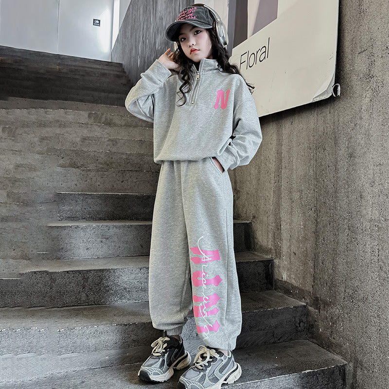 Wholesale Cotton Children's Loose Fitting Hoodie Two-piece Set